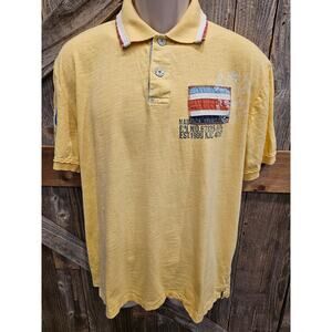 Vintage nautica 90s patch vacation polo large L yellow summer EUC mens casual *